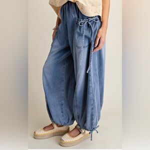 Easel Los Angeles the blue bell barrel   draw waist pant